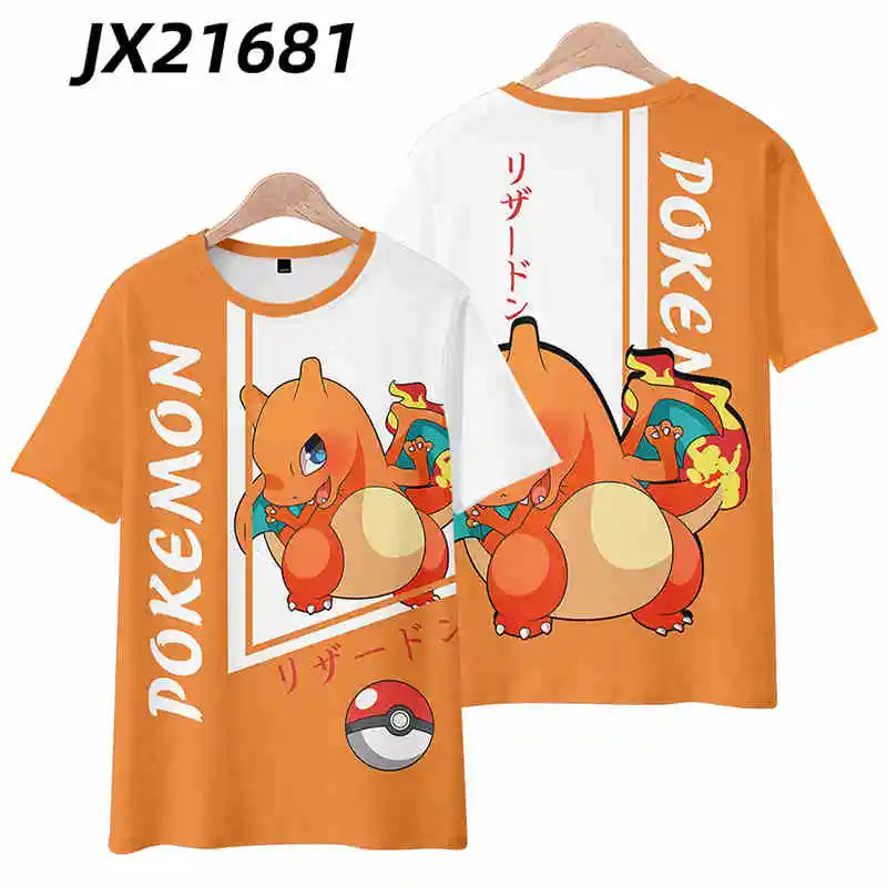 2024 Pokémon Womens T-Shirts Tops Pokemon 3d Print T Shirt Trendy Summer Casual Short Sleeve Pikachu Cute Daily Clothing Tee New