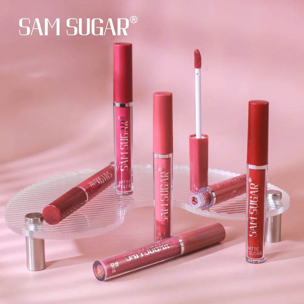 SAM SUGAR Long-Lasting Waterproof Non-stick Cup sexy colors Matte Mist Top 6 Lip gloss set Easy Color silky texture Lip glaze - Tamnz