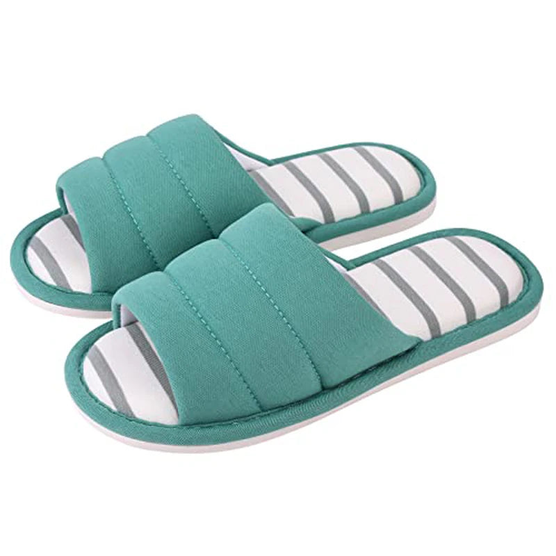 Comwarm Four Seasons Flats Slippers Open Toe House Slippers For Women Men Soft Cotton Indoor Shoes Memory Foam bedroom Slippers - Tamnz