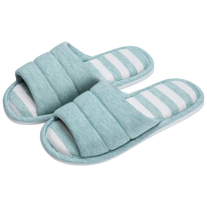 Comwarm Four Seasons Flats Slippers Open Toe House Slippers For Women Men Soft Cotton Indoor Shoes Memory Foam bedroom Slippers - Tamnz