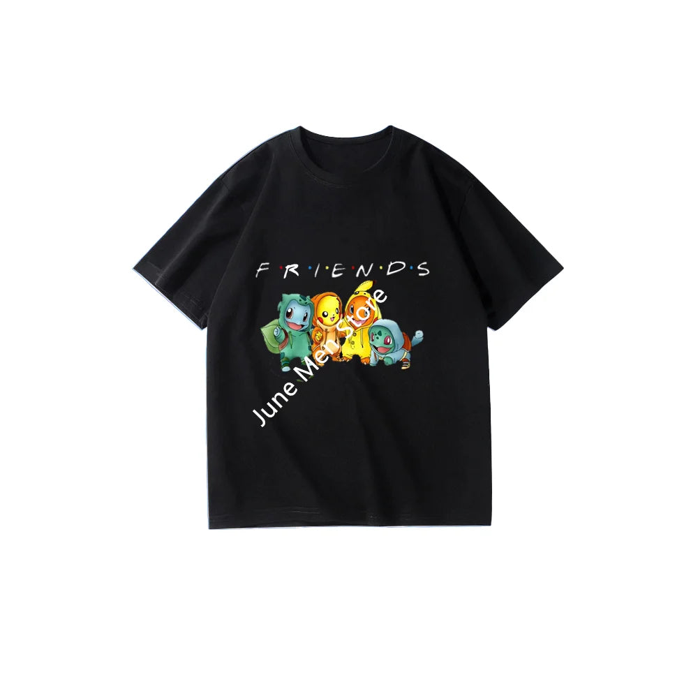 (Uniqlo) Cute Pokemon Cotton Men Women Friends T-shirt Round Neck Short Sleeve T-Shirt For Men And Women KIds New Summer Tops