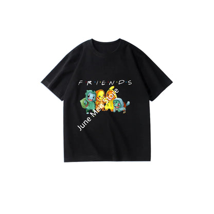 (Uniqlo) Cute Pokemon Cotton Men Women Friends T-shirt Round Neck Short Sleeve T-Shirt For Men And Women KIds New Summer Tops