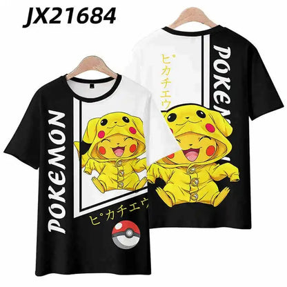 2024 Pokémon Womens T-Shirts Tops Pokemon 3d Print T Shirt Trendy Summer Casual Short Sleeve Pikachu Cute Daily Clothing Tee New