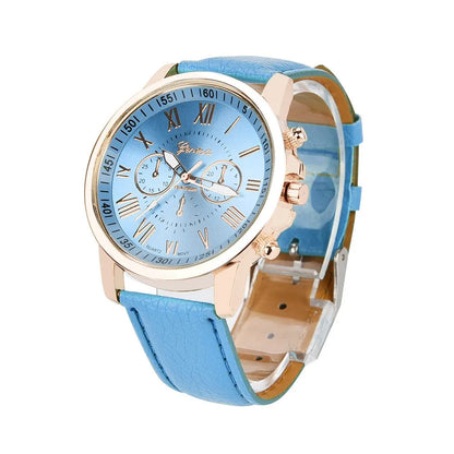 Women's Watch Roman Numerals Faux Leather Analog Quartz Watch Elegant woman watch Leather Strap  Alloy ladies watch reloj