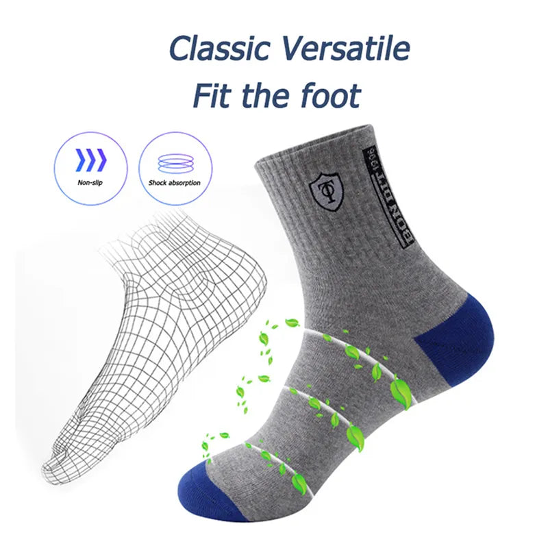 5 Pairs Apring And Fall Mens Sports Socks Summer Leisure Sweat Absorbent Comfortable Thin Breathable Basketball Meias EU 38-43 - TaMNz