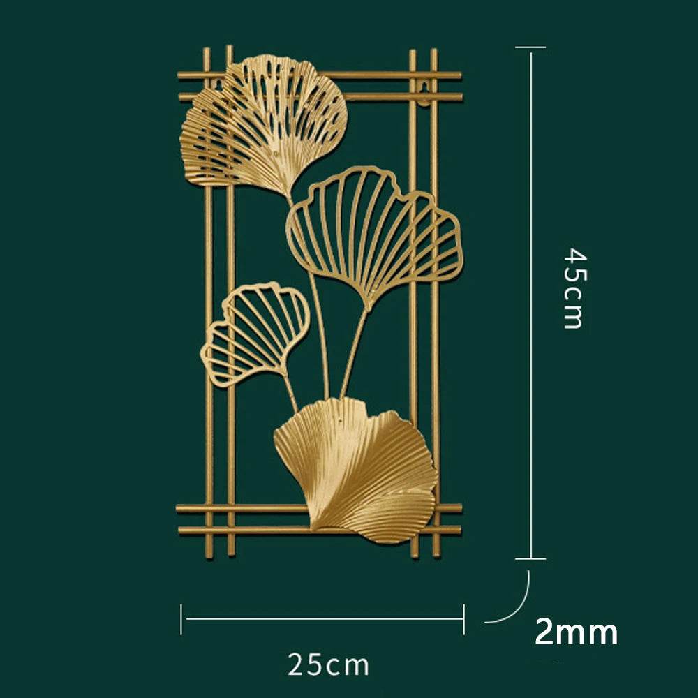 Nordic Metal Leaf Iron Wall Hanging Decor Plant Ginkgo Palm Maple Leaves Wall Pendant Mural Living Room Bedroom Home Decoration - Tamnz