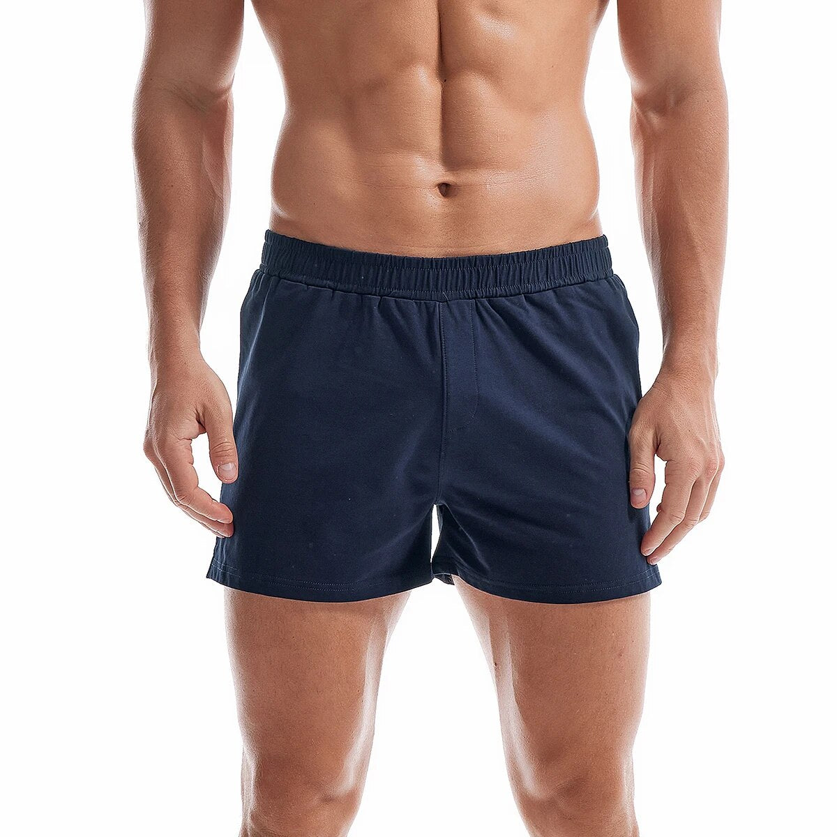 Mens Cotton Sleep Bottoms Lounge Home Pajama Shorts Elastic Waist Breathable Solid Underwear Boxers Man Jogger Yoga Sport Shorts - TaMNz