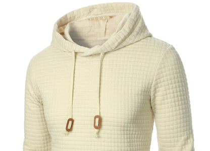 Autumn/Winter men's jacquard plaid hoodie long sleeve hoodie warm color hooded sweatshirt coat