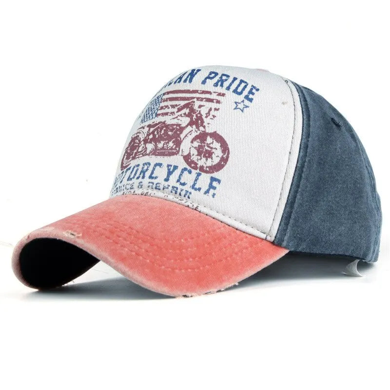 Fashion Trend Printing Motorcycle Truck Caps Washed Cotton Baseball Cap Mens Sun Hat Hip Hop Caps Cool Outdoor Hats