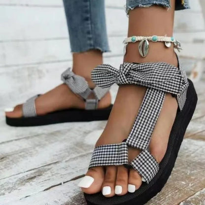 Summer large size women's sandals new sponge bottom open toe cloth bow shoes women shoes sandals