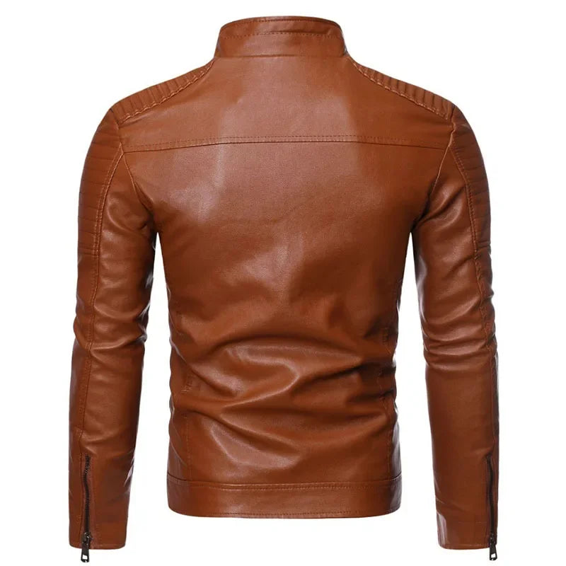 Leather Zipper Korean Trend Casual Fit Slim Baseball Clothes Autumn Fashion Leather Coat Sheepskin Men Leather Jacket New Men