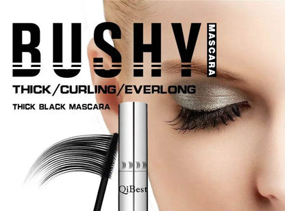 Qibest Silver Tube Waterproof Mascara Make Long & Curl Eyelashes Not Dizzy Easy To Remove Black Mascara Everlong Lasting - Tamnz