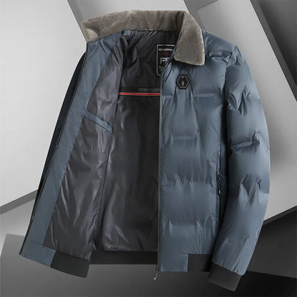Jackets Men Fur Collar Autumn Winter Coats Warm Black Trench 2023 Oversize Windbreak Cotton Loose Pocket Male Waterproof Parkas - TaMNz