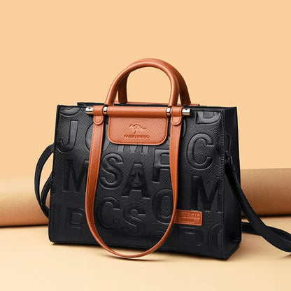 Luxury Designer Handbags Women's Large Capacity Letter Imprint Design Shoulder Bag Contrast Colored Ladies Crossbody Bags - TaMNz