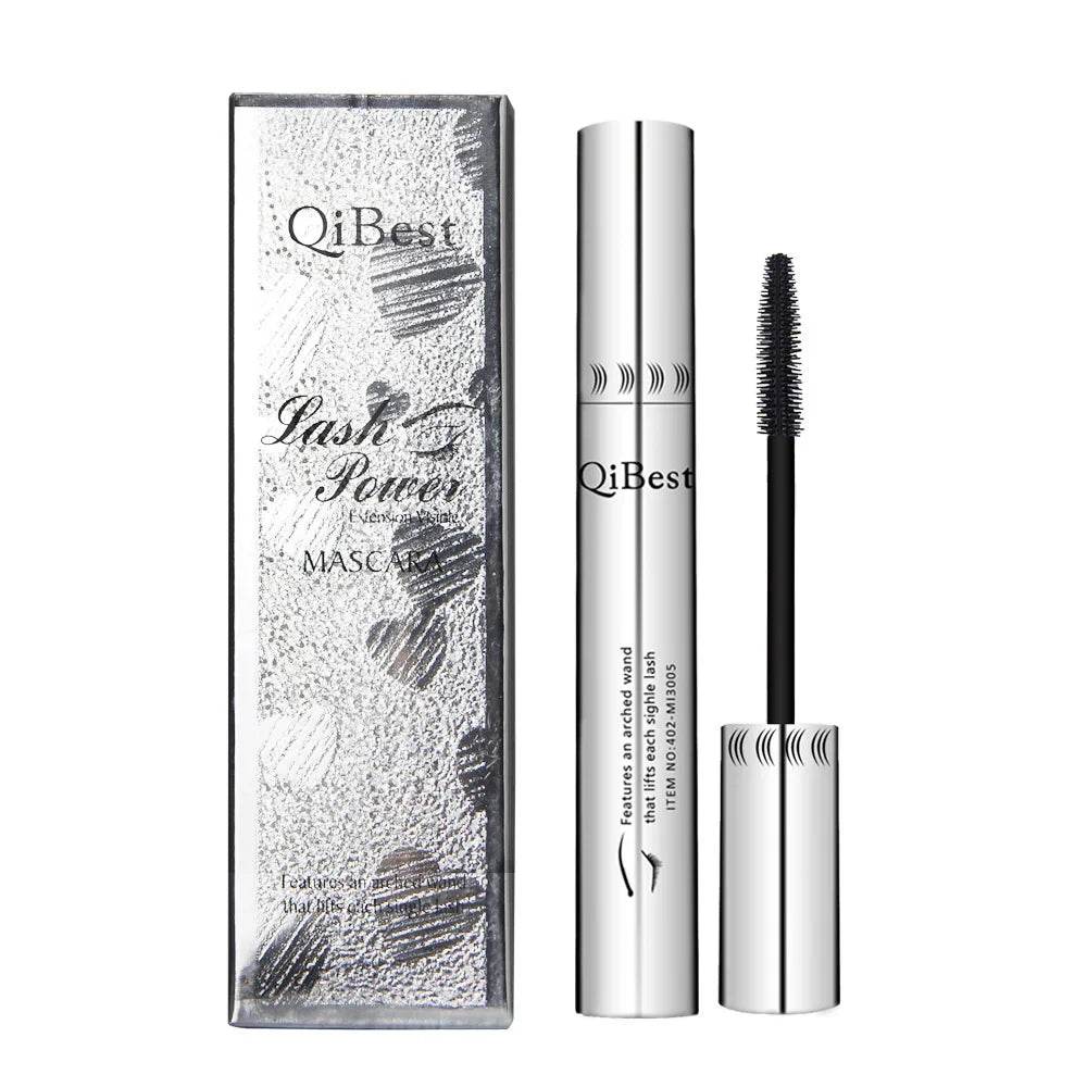 Qibest Silver Tube Waterproof Mascara Make Long & Curl Eyelashes Not Dizzy Easy To Remove Black Mascara Everlong Lasting - Tamnz