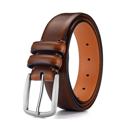 Male Belt Fashion Men's Luxury Designer Cowskin Belts For Jeans Genuine Leather Strap Pin Buckle Cummerbunds Ceinture Homme - TaMNz