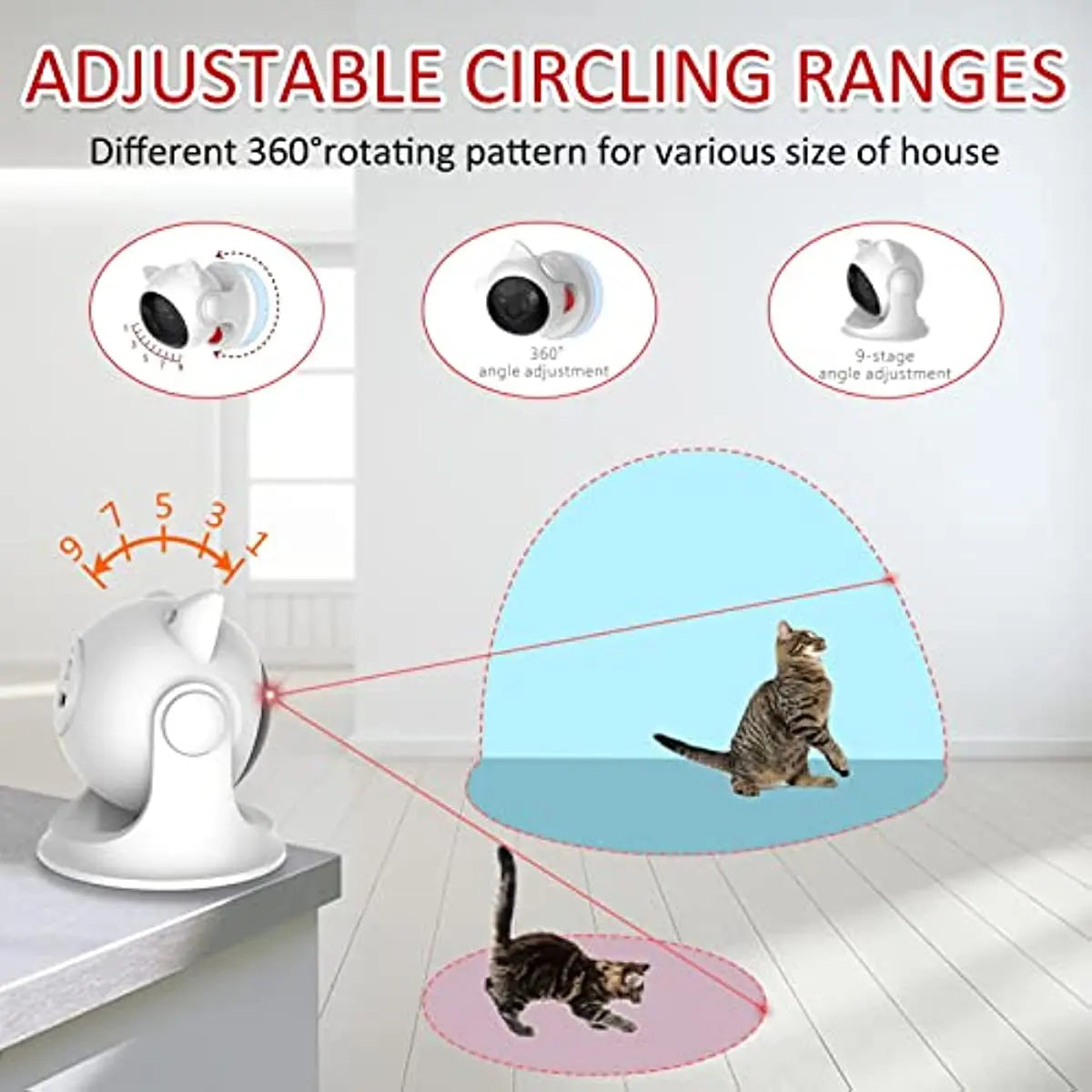 ATUBAN Rechargeable Motion Activated Cat Laser Toy Automatic,Interactive Cat Toys for Indoor Cats/Kittene/Dog,Fast and Slow Mode