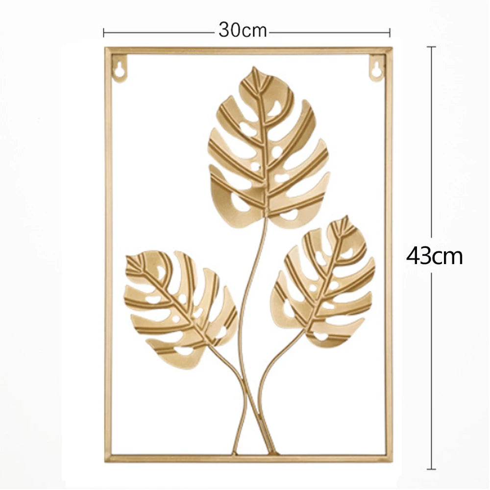 Nordic Metal Leaf Iron Wall Hanging Decor Plant Ginkgo Palm Maple Leaves Wall Pendant Mural Living Room Bedroom Home Decoration - Tamnz