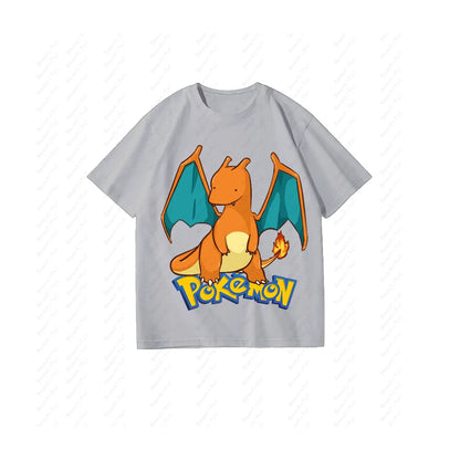 （Miniso）Pokemon Charizard Short Sleeve Summer Men Women Couples Cotton Cute T-Shirt Short Sleeve Cotton Y2K Style Women T-shirts