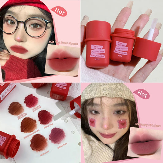 Matte Liquid Lipstick Velvet Lip Gloss Long Lasting Non-stick Cup Lip Mud Wpmen Red Lip Tint Cosmetics Lip Glaze Korean Makeup - TaMNz