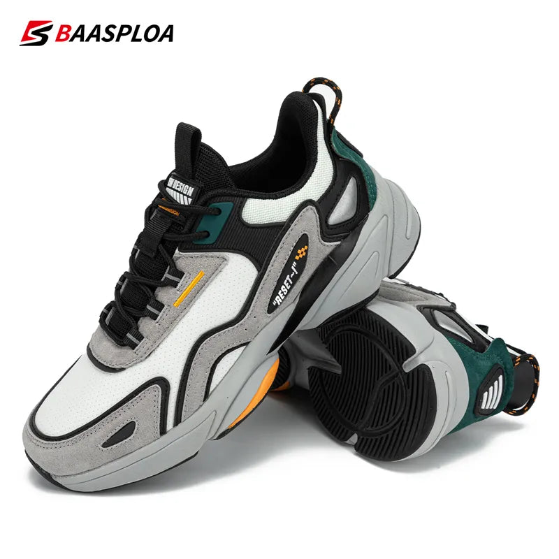 Men's Designer Leather Casual Sneakers Lace Up Male Outdoor Sports Shoe Tennis - TaMNz