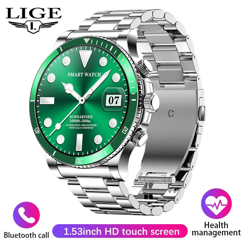 LIGE AI Voice Control Smart Watch Men Outdoor Sport Fitness Bracelet Bluetooth Call Heart Rate Blood Pressure Tracker Smartwatch - Tamnz