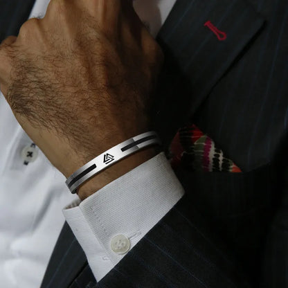 Men Bangle, Enemal Bangle Mens, Viking Logo Cuff Bracelet For Gentleman ,Stainless Steel Minimalist Bracelets - TaMNz