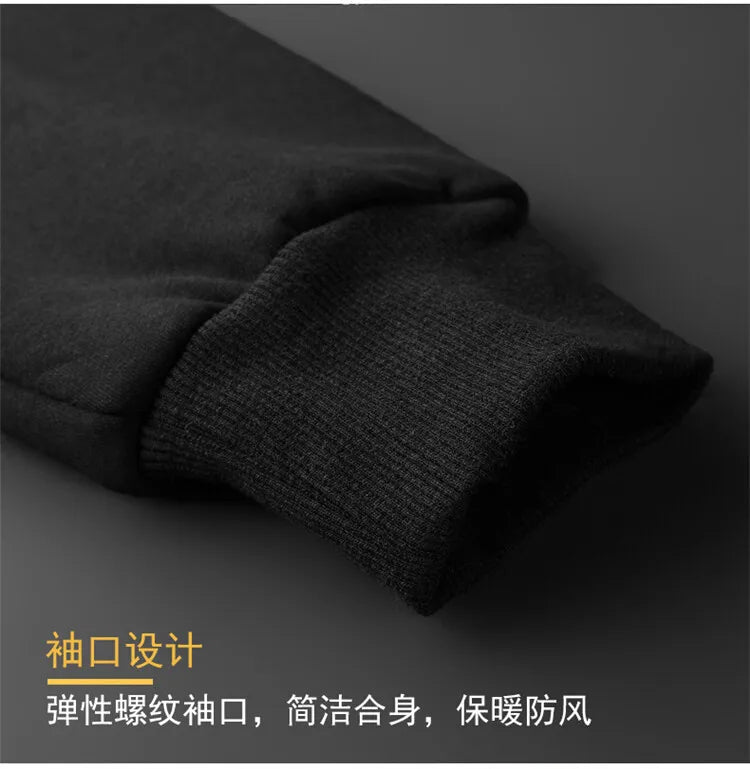 Winter Lambswool Zipper Hoodies Thicken Warm Jackets Long Sleeve Sweatshirts Casual Sports Fleece Black Coats Hooded Men Coat To