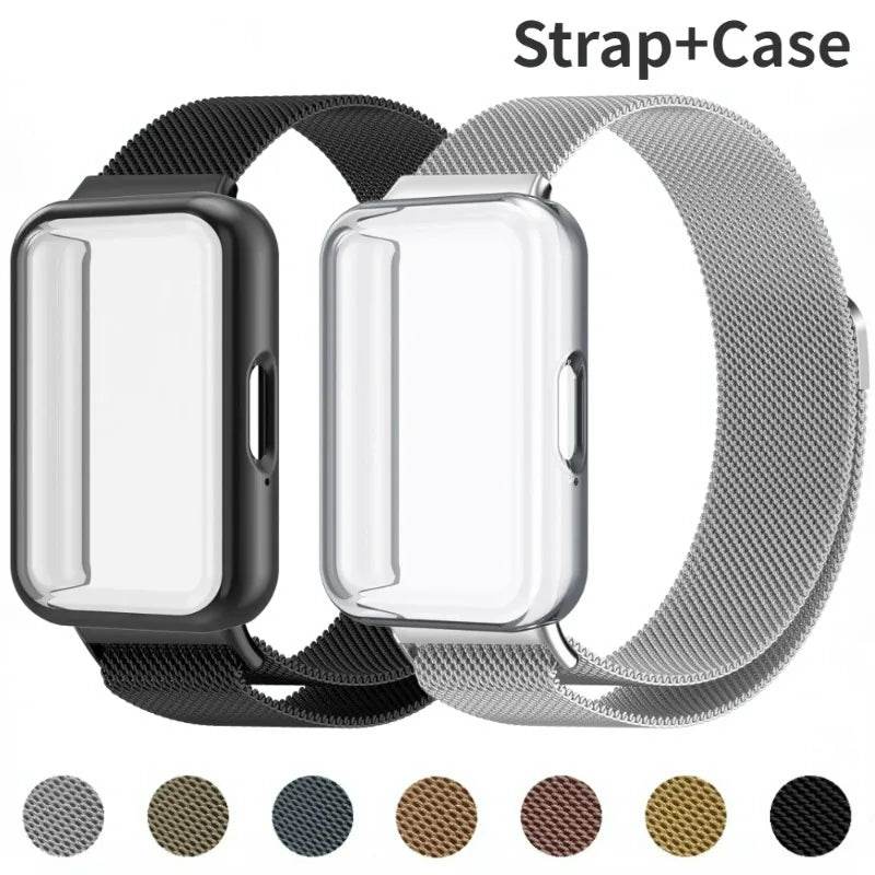 Milanese Loop Strap+TPU Case for Samsung Galaxy Fit 3 SM-R390 SmartWatch Replaceable Wristband for Galaxy Fit 3 Protective Cover - Tamnz