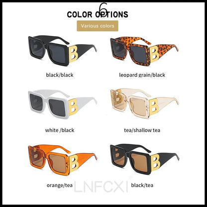 Oversized The Letter B Square Luxury Trend Sunglasses Women Men Retro Rectangle Sunglasses Gafas De Sol - TaMNz