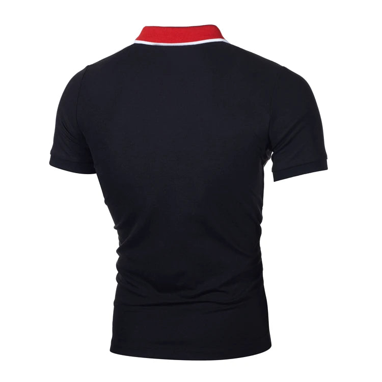 Men's Simple Striped Men's Color Luokou Design Casual Polo Short Sleeve T Shirt - TaMNz