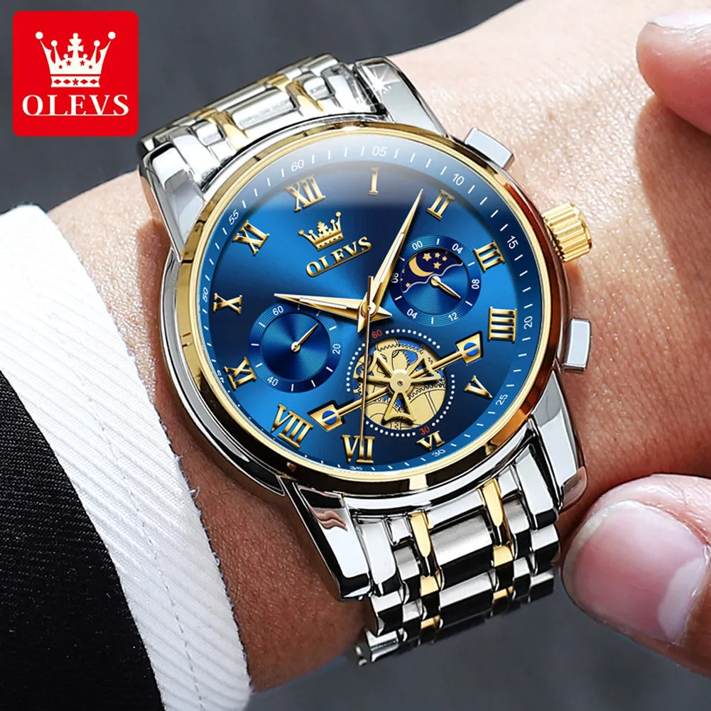 OLEVS Men's Watches Classic Roman Scale Dial Luxury Wrist Watch for Men Quartz Watch - TaMNz