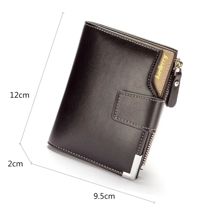 Short Luxury Men Wallets Zipper Coin Pocket Card Holder Male Wallet Clutch Photo Holder Name Engraved Brand Man Purses Wallet - TaMNz