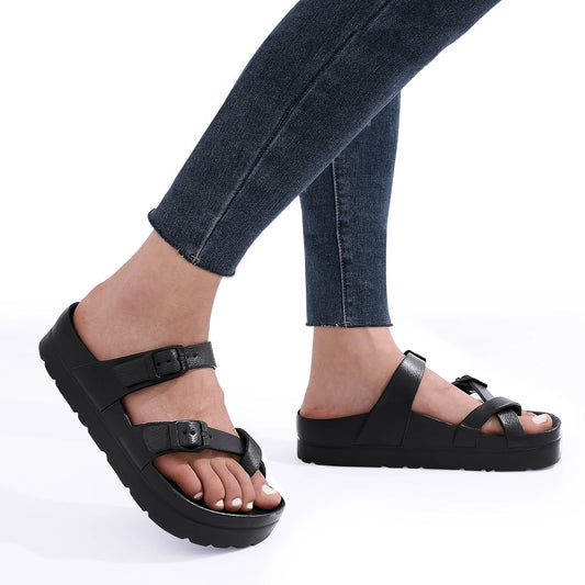 Comwarm Fashion Women's Clogs Sandals Platform Flip-flops Female Outdoor Thick Sole Beach Sandals with Arch Support Home Sandals