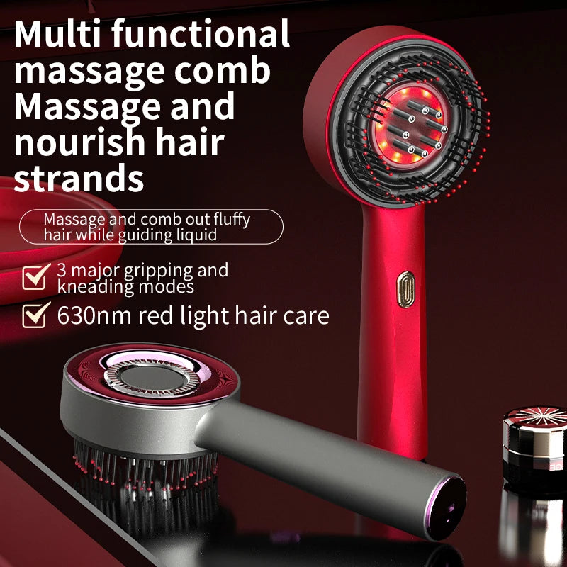 3 Modes Electric Vibration Massage Comb Red Light Therapy Hair Growth Massage Scalp Brush Oil Liquid Applicator Head Massager