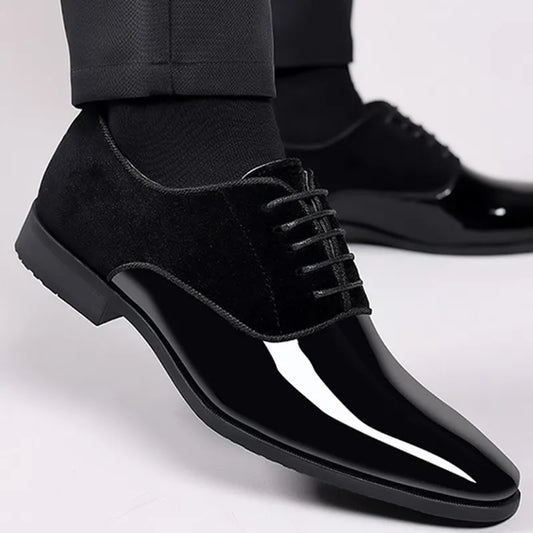 Zapatos de negocios informales con cordones, zapatos formales de trabajo de oficina para fiesta masculina, Oxfords de boda
