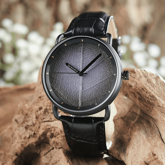 BOBO BIRD Glow in the Dark Watches, Genuine Leaf Face, Genuine Leather Band Watch, Luminous Display - TaMNz