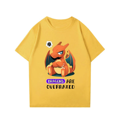 （Miniso) Pokemon Anime Charmander Summer Cute Art Style Short Sleeved Loose Clothes Women Tshirts Trend Fashion Cartoon Tops