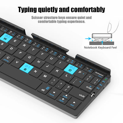 Folding Mini Wireless BT Keyboard With Magnetic Stand Aluminum Alloy Keypad For iPad iPhones Samsung Tablet Rechargeable Keypad