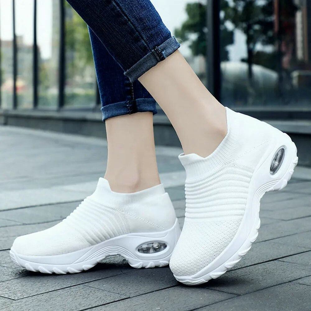 Women's Casual Shoes Chunky Sneakers Platform Walking Shoes Fashion Knited Casual Loafers Size 35-42 - TaMNz