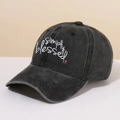 Simply Blessed Embroidered Wash Baseball Hat Men's Fashion Sunshade Personality Soft Top Duck Tongue Hat Women