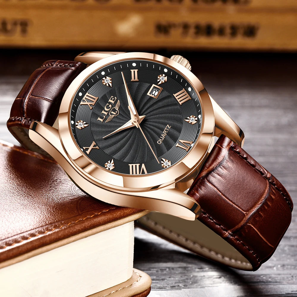 2024 LIGE Men Watches Waterproof Luminous Top Brand Luxury Leather Casual Sports Quartz Wristwatch Military Man Watch For Men