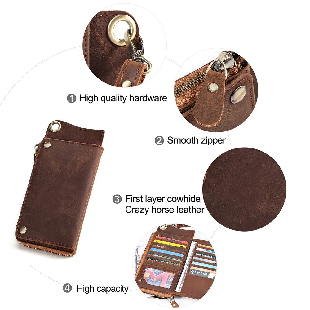 Blocking Genuine Leather Clutch High-Quality Card Holder Casual Male Long Purse Fit for 6.7" Phone - TaMNz