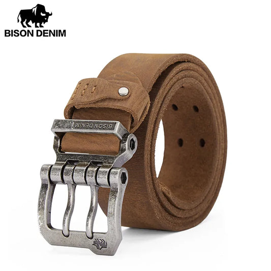 Luxury Designer Belts for Men Vintage Spilt Genuine Leather Pin Buckle Waist Strap Belt - TaMNz