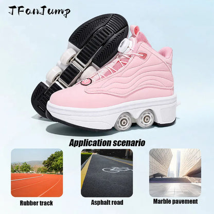 4 Wheel  Roller Skate Shoes For Girls Fashion Shoes With Wheels Women's Adjustable Rolling Skates Shoe Sneakers With Wheels