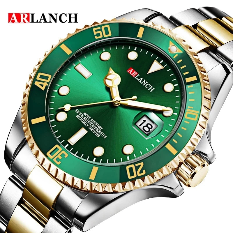 ARLANCH 305 Men's Steel Quartz Watch Glow Date Simulation Leisure Sports Business Waterproof Men's Hot Sales 2024