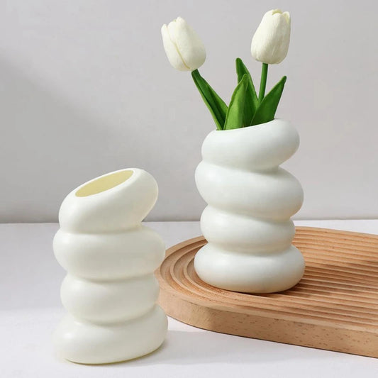 1PC Plastic Spiral White Vase Hydroponic Pot Vase Decoration Home Desk Decorative Vases for Flowers Decoration Maison Floreros - TaMNz