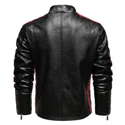 Mens Vintage Motorcycle Jacket  Men Fashion New Biker Leather Jacket Male Embroidery Bomber Coat Winter Fleece Pu Overcoat