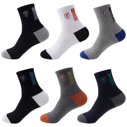 5 Pairs Apring And Fall Mens Sports Socks Summer Leisure Sweat Absorbent Comfortable Thin Breathable Basketball Meias EU 38-43 - TaMNz