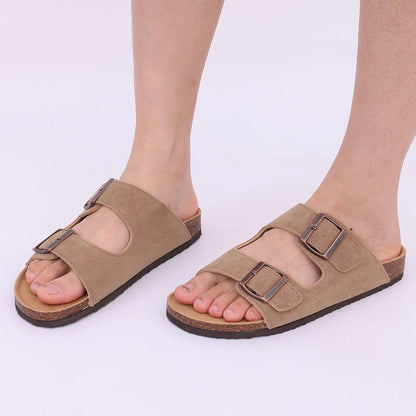 Comwarm Fashion Cork Slippers Women Classic Flat Sandals Female Outdoor Anti-slip Beach Slides Cork Sole Arch Support Sandals - Tamnz